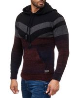 Pull à capuche en maille sportive pour homme, colorblock, avec poche kangourou, référence 13311, bordeaux