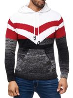Pull à capuche en maille sportive pour homme, style colorblock, avec poche kangourou, référence 13311 Blanc