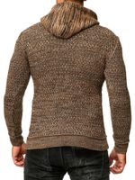 Pull à capuche sportif pour homme, demi-zip, maille texturée, réf. 13323, marron