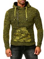 Pull à capuche sportif pour homme, demi-zip, maille texturée, 13323 Jaune