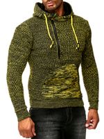 Pull à capuche sportif pour homme, demi-zip, maille texturée, 13323 Jaune