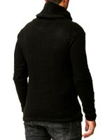 Pull homme élégant en maille, col châle et fermeture éclair, coupe oversize, 13336, noir