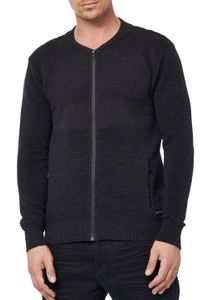 Trendige Herren Strick-Jacke im College-Look Sweat-Jacke Pullover 13337 Anthrazit