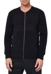 Trendige Herren Strick-Jacke im College-Look Sweat-Jacke Pullover 13337 Schwarz