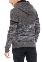 Pull à capuche en maille moderne pour homme, demi-zip, coloris bleu marine chiné 13345
