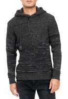 Pull à capuche en maille moderne pour homme, demi-zip, coloris chiné 13345 Noir/Anthracite