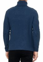 Cooler Herren Grobstrick Rollkragen-Pullover mit eingearbeitetem Muster Sweater 13348 Petrol