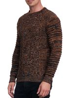 Elegante maglione da uomo in maglia grossa con scollo rotondo stile motociclista 13357 Cammello