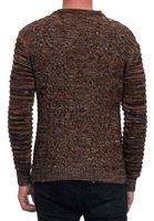 Elegante maglione da uomo in maglia grossa con scollo rotondo stile motociclista 13357 Cammello