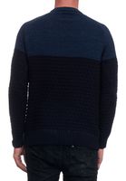 Pull décontracté pour homme en maille, fermeture éclair latérale et col rond texturé, référence 13359, bleu marine