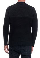Pull décontracté pour homme en maille, fermeture éclair latérale et col rond texturé, réf. 13359 Noir