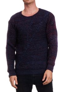 Modischer Herren Oversized Grobstrick-Pullover Sweater 13365 Marine