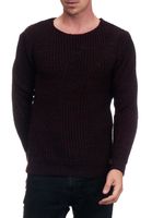 Modischer Herren Oversized Grobstrick-Pullover Sweater 13365 Schwarz
