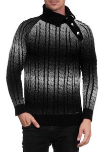Elegante maglione da uomo in maglia con collo alto e maglia con trama sfumata 13368 Nero