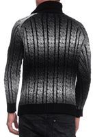 Elegante maglione da uomo in maglia con collo alto e maglia con trama sfumata 13368 Nero