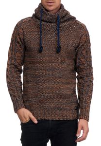 Suéter de cuello alto de punto moderno para hombre, jersey de punto texturizado 13369 Camel