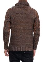 Suéter de cuello alto de punto moderno para hombre, jersey de punto texturizado 13369 Camel