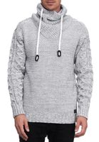 Maglione dolcevita in maglia da uomo moderno, pullover in maglia testurizzata 13369 Bianco