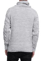 Maglione dolcevita in maglia da uomo moderno, pullover in maglia testurizzata 13369 Bianco