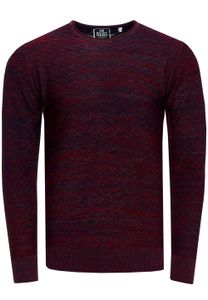 Modern men's fine-knit sweater with textured pattern, crew neck sweater 13371, wine red