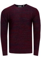 Moderner Herren Feinstrick-Pullover mit Strukturmuster Rundhals-Sweater 13371 Weinrot
