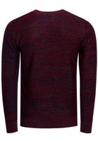 Moderner Herren Feinstrick-Pullover mit Strukturmuster Rundhals-Sweater 13371 Weinrot