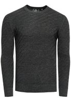 Elegante maglione da uomo in maglia fine con motivo strutturato diagonale, maglione girocollo 13374 antracite