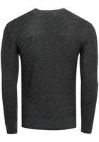Elegante maglione da uomo in maglia fine con motivo strutturato diagonale, maglione girocollo 13374 antracite