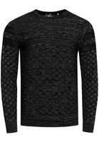Lässiger Herren Feinstrick-Sweater mit Strukturmuster Rundhals-Pullover 13375 Schwarz