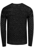 Lässiger Herren Feinstrick-Sweater mit Strukturmuster Rundhals-Pullover 13375 Schwarz