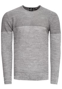 Cool men's fine knit sweater with color block, crew neck sweater 13376 Grey