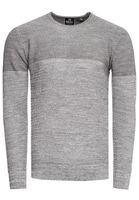 Pull homme en maille fine, col rond, color block, gris 13376