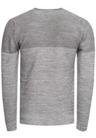 Pull homme en maille fine, col rond, color block, gris 13376