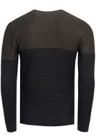 Suéter de punto fino para hombre con bloques de color, cuello redondo, 13376 Caqui