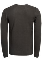 Pull basique intemporel pour homme en maille fine, col rond texturée, coupe ajustée, référence 13379 Kaki