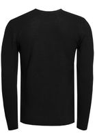 Suéter básico atemporal de punto fino para hombre con cuello redondo y textura, suéter de punto de corte entallado 13379 Negro