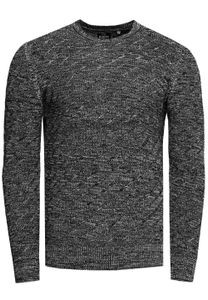 Pull homme élégant en maille fine à structure diagonale, coupe ajustée, référence 13381, noir