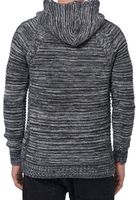 Straordinario pullover da uomo in maglia grossa con cappuccio, abbottonatura e lavorazione a trecce, felpa con cappuccio in maglia 13385 antracite