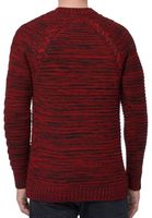 Pull homme moderne en grosse maille, col rond, coupe ajustée, orné de torsades (réf. 13386, rouge).