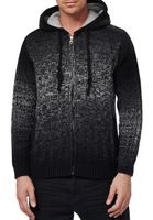 Chaqueta de punto informal para hombre con capucha y cárdigan con capucha texturizado degradado 13390 Negro