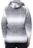 Veste en maille décontractée pour homme, à capuche et effet dégradé, cardigan à capuche texturé blanc 13390