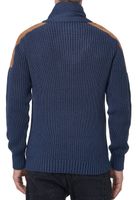 Trendiger Herren Stehkragen-Pullover mit Zopfmuster Grobstrick-Sweater 13391 Indigo