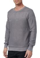Pull homme à col rond tendance, maille fine anthracite, référence 13393
