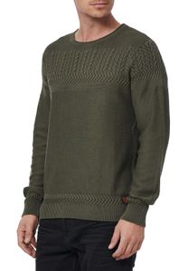 Pull homme à col rond tendance, maille fine kaki, référence 13393