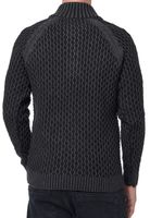 Pull homme en maille texturée, col montant et patte de boutonnage. Modèle contrastant. 13394 Anthracite