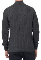 Cardigan classique pour homme en grosse maille, col montant et patte de boutonnage, cardigan texturé anthracite 13401