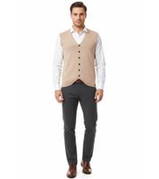 Elegant men's fine-knit vest with button placket, suit vest 13412 Camel