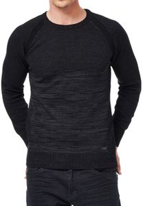 Sportiver Herren Rundhals-Pullover Feinstrick-Sweater 13417 Schwarz