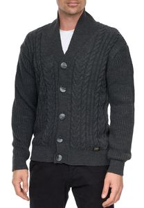 Stylischer Herren Cardigan mit Knopfleiste und Stehkragen Strick-Jacke 13421 Anthrazit