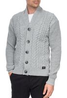 Stylischer Herren Cardigan mit Knopfleiste und Stehkragen Strick-Jacke 13421 Grau